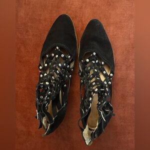 Bird of Flight Black Lattice Studded Booties